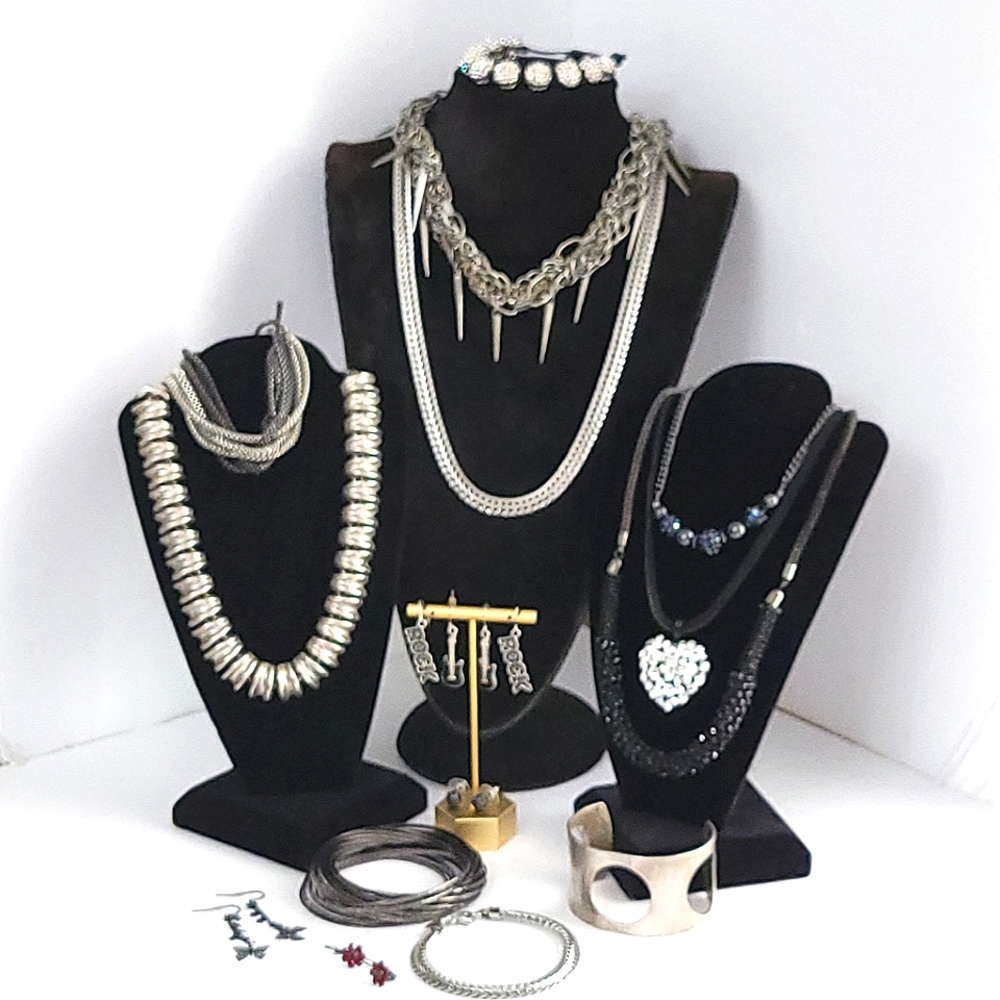 Curated Jewelry Lot -Heavy Metal Inspired.  Necklaces, Bracelets, Earrings